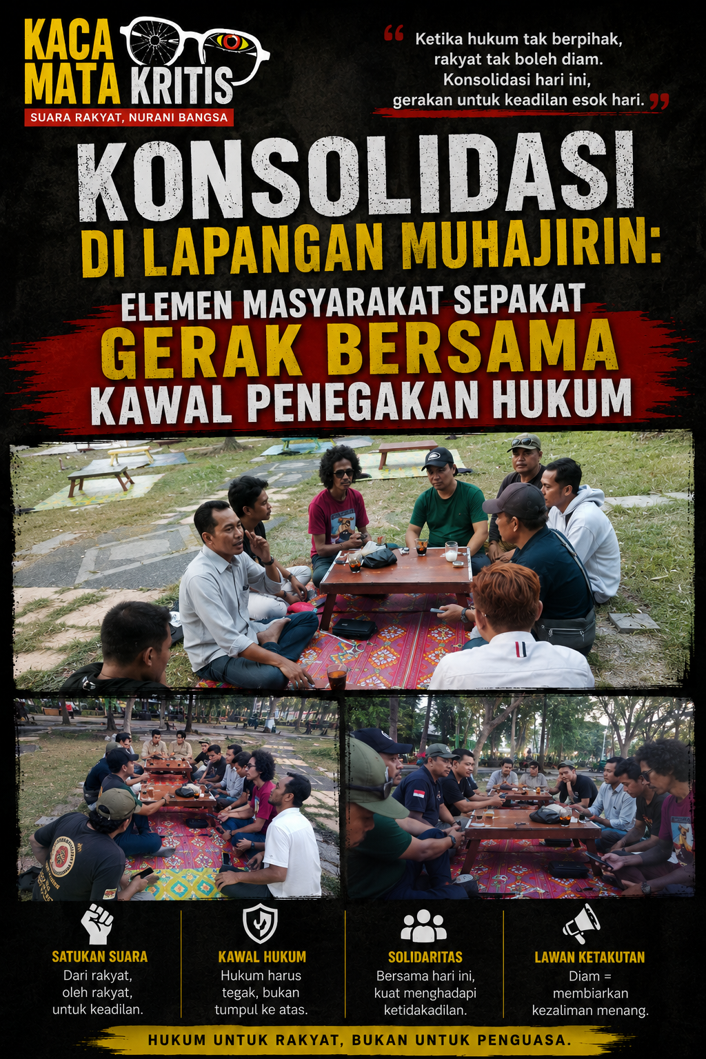 Konsolidasi di Lapangan Muhajirin: Elemen Masyarakat Sepakat Gerak Bersama Kawal Penegakan Hukum